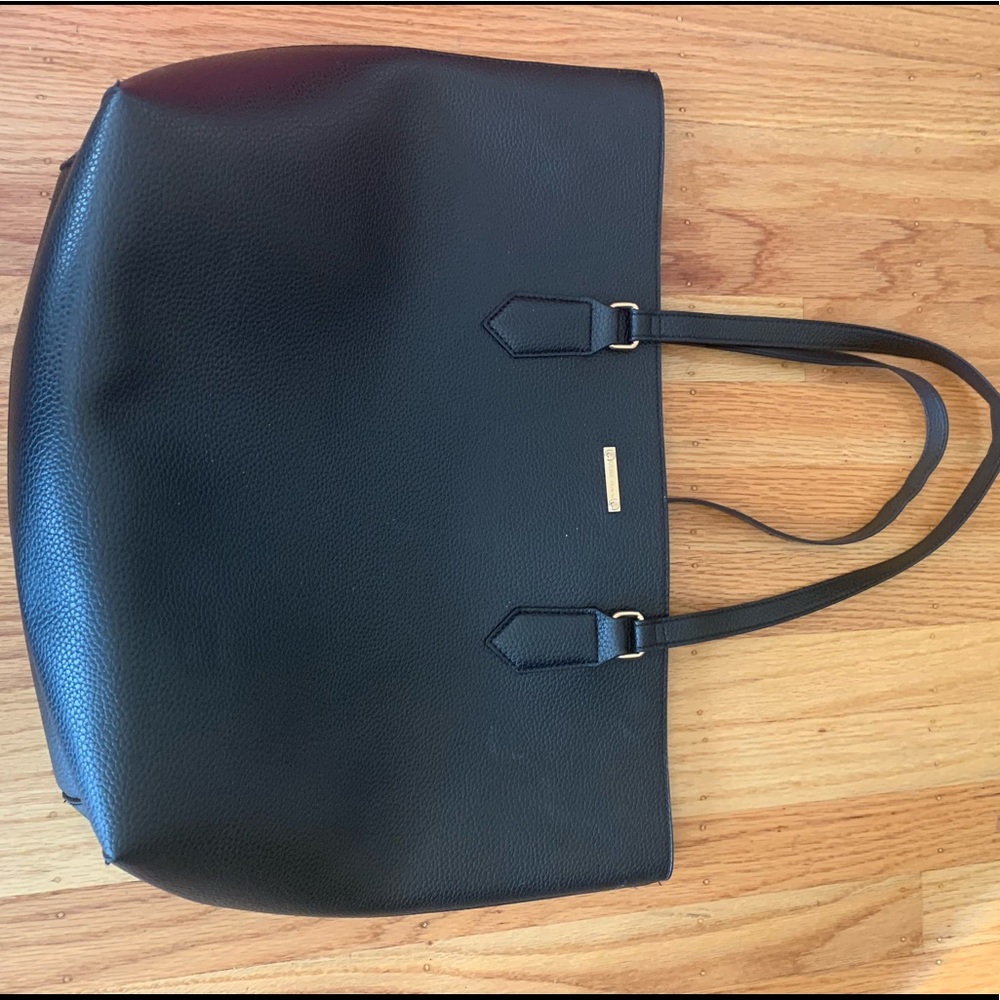 White black brand black tote bag